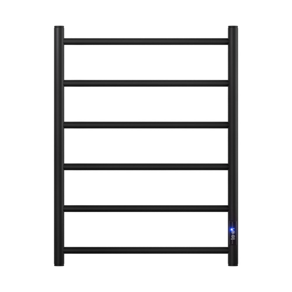 Devanti Heated Towel Rail 6 Round Bars with Timer Electric Heater Warmer Rack - SportZone.co.nz