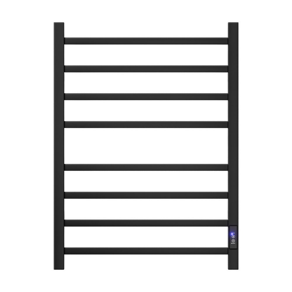 Devanti Heated Towel Rail 8 Square Bars with Timer Electric Heater Warmer Rack - SportZone.co.nz