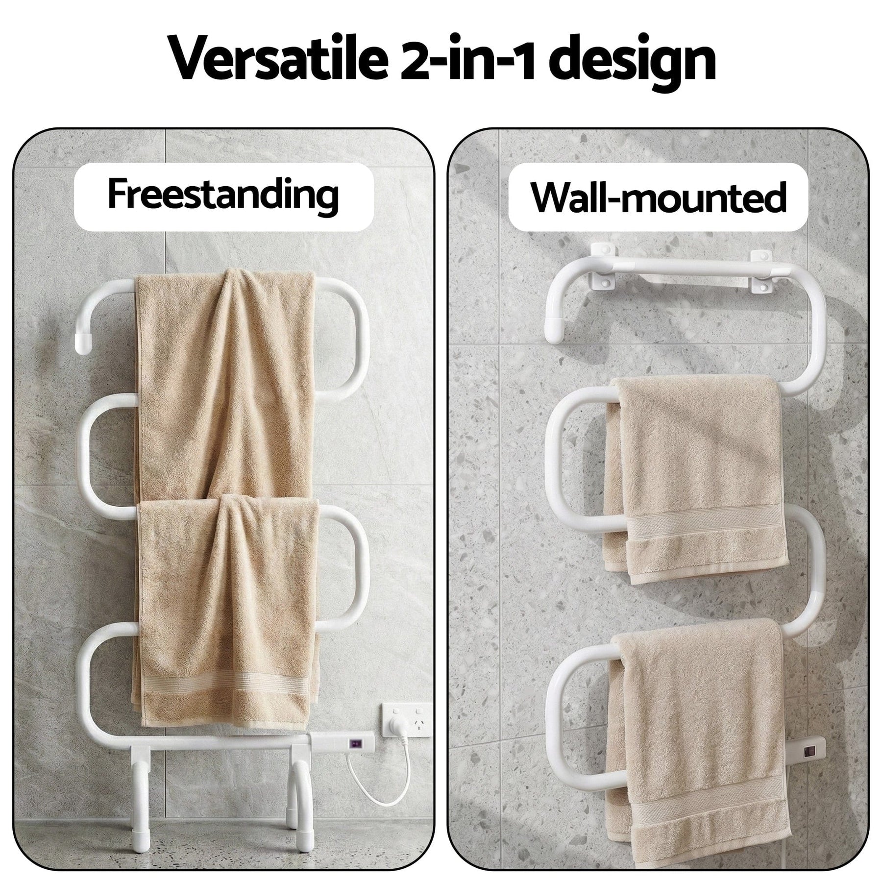 Devanti Heated Towel Rail Freestanding Wall Mounted S - Shape Electric Warmer Rack - SportZone.co.nz