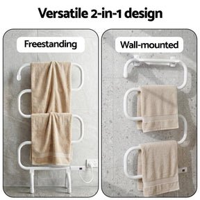 Devanti Heated Towel Rail Freestanding Wall Mounted S - Shape Electric Warmer Rack - SportZone.co.nz