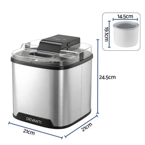 Devanti Ice Cream Maker Machine 2L Homemade Gelato Sorbet Frozen Drinks Sliver - SportZone.co.nz