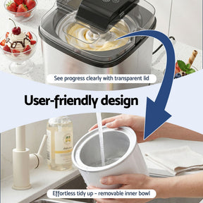 Devanti Ice Cream Maker Machine 2L Homemade Gelato Sorbet Frozen Drinks Sliver - SportZone.co.nz