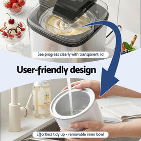 Devanti Ice Cream Maker Machine 2L Homemade Gelato Sorbet Frozen Drinks Sliver - SportZone.co.nz