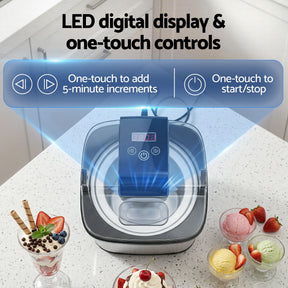 Devanti Ice Cream Maker Machine 2L Homemade Gelato Sorbet Frozen Drinks Sliver - SportZone.co.nz