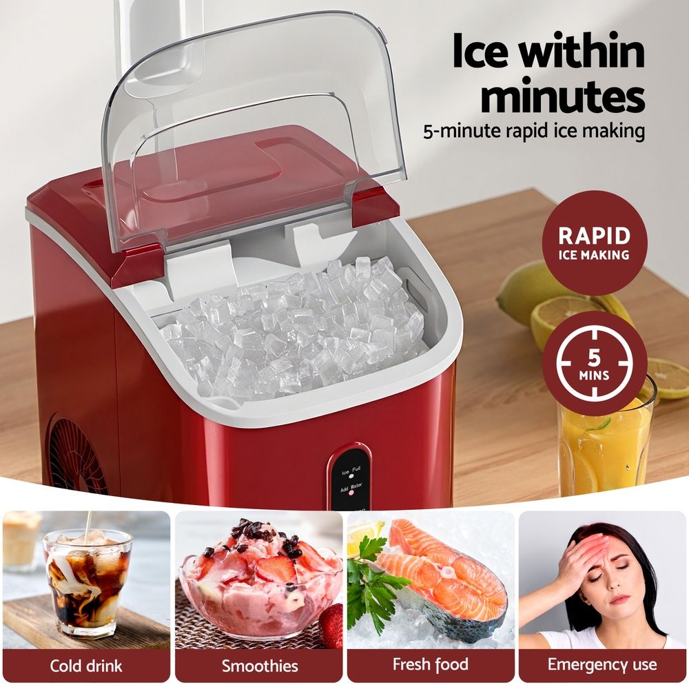Devanti Ice Maker Machine 15kg Nugget Chewable Ice Cube - SportZone.co.nz