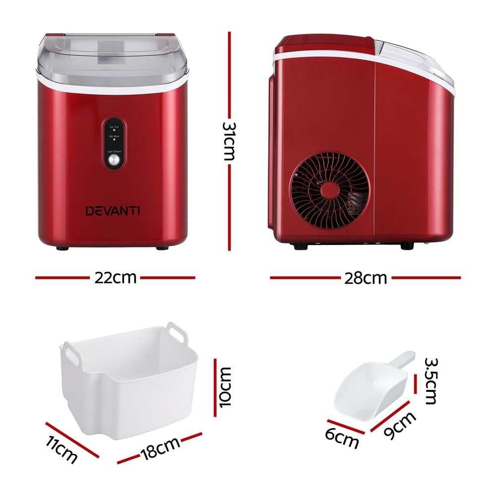 Devanti Ice Maker Machine 15kg Nugget Chewable Ice Cube - SportZone.co.nz