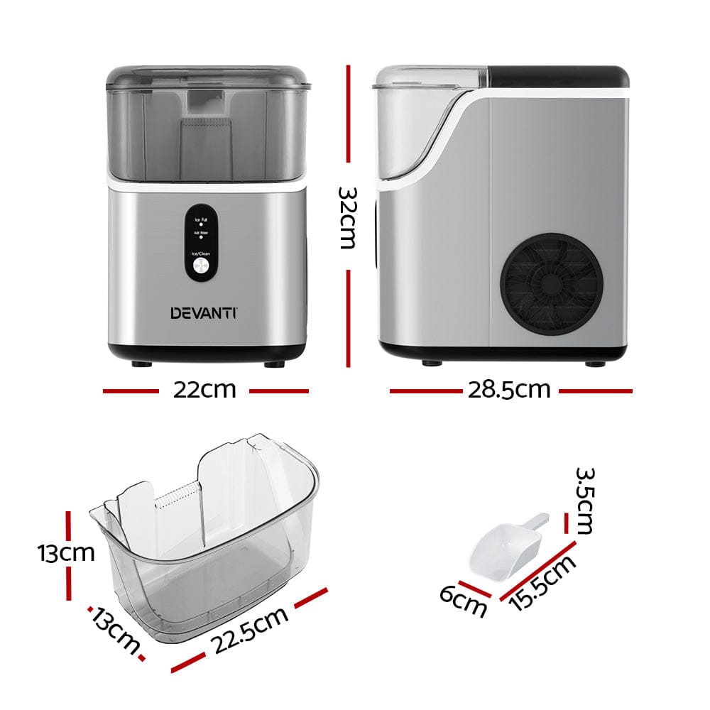 Devanti Ice Maker Machine 15kg Nugget Ice Cube - SportZone.co.nz