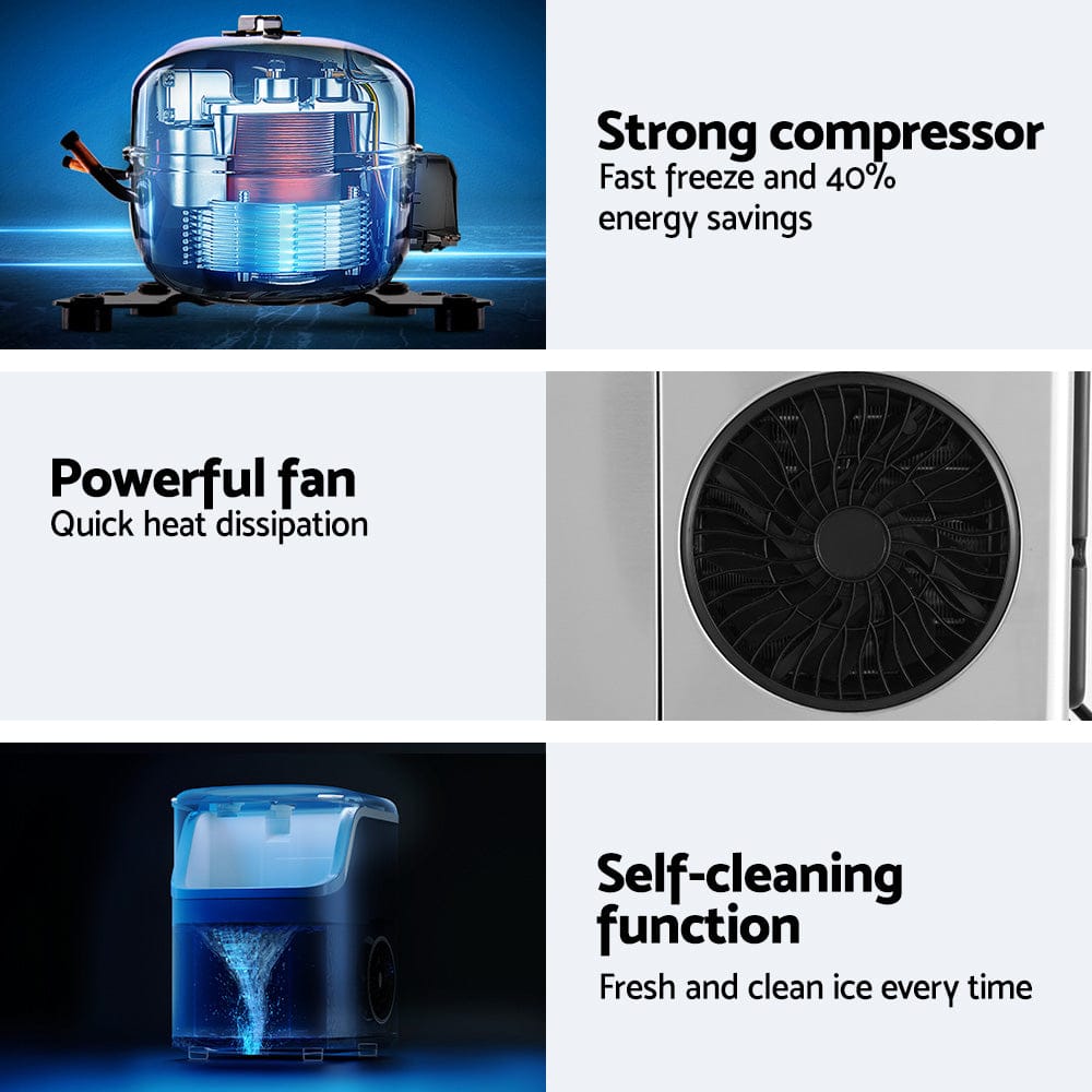 Devanti Ice Maker Machine 15kg Nugget Ice Cube - SportZone.co.nz