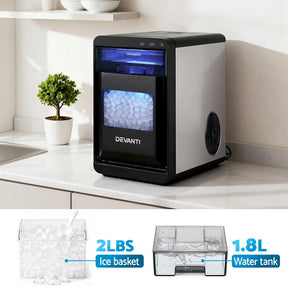 Devanti Ice Maker Machine 20kg Chewable Nugget Ice Countertop w/Self Cleaning - SportZone.co.nz