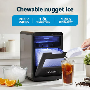 Devanti Ice Maker Machine 20kg Chewable Nugget Ice Countertop w/Self Cleaning - SportZone.co.nz
