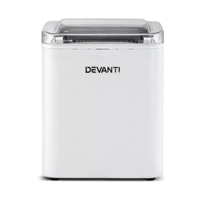 Devanti Ice Maker Machine Portable 12kg Countertop w/Self Cleaning 1.2L White - SportZone.co.nz