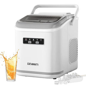 Devanti Ice Maker Machine Portable 12kg Countertop w/Self Cleaning 1.3L White - SportZone.co.nz