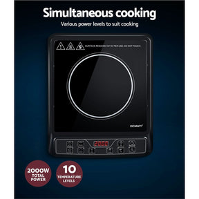 Devanti Induction Cooktop 30cm Portable Cooker - SportZone.co.nz