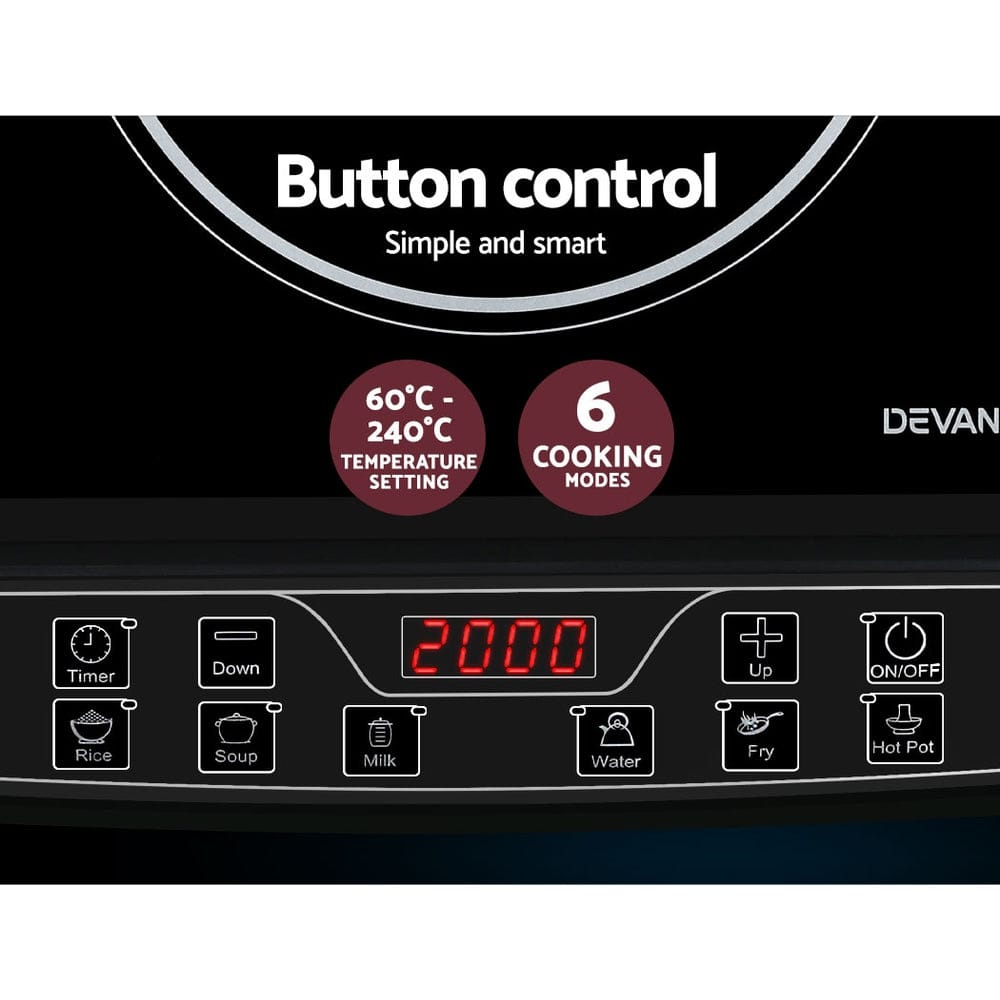 Devanti Induction Cooktop 30cm Portable Cooker - SportZone.co.nz