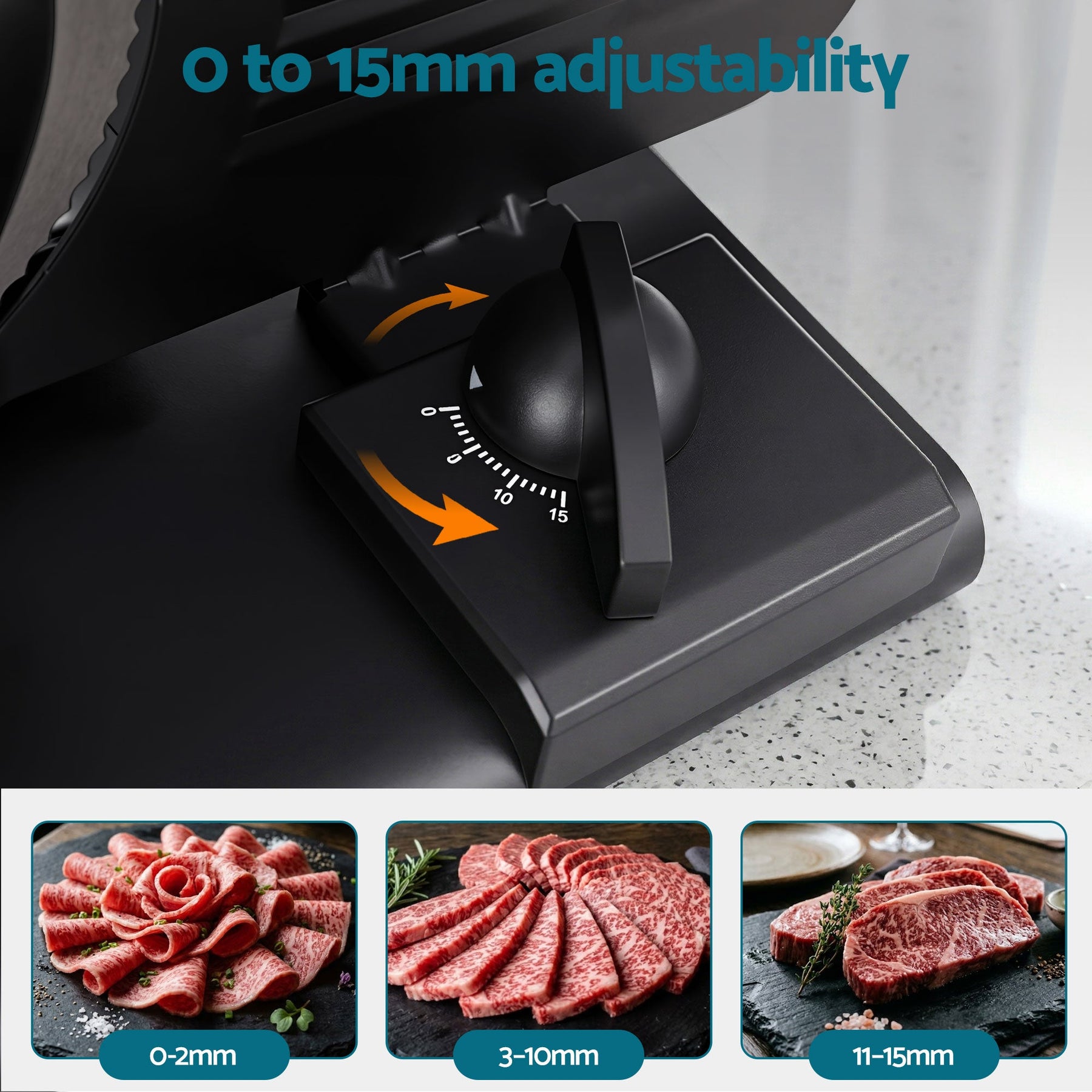 Devanti Meat Slicer Bread Vegetable, 200W Power 0-15mm Adjustable Easy Clean Stable Stainless Steel Blade Food Slicer for Kitchen Commercial, Black - SportZone.co.nz