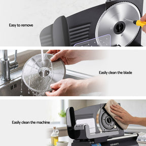 Devanti Meat Slicer Bread Vegetable, 200W Power 0-15mm Adjustable Easy Clean Stable Stainless Steel Blade Food Slicer for Kitchen Commercial, Black - SportZone.co.nz