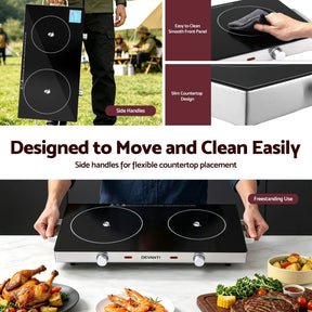 Devanti Portable Ceramic Cooktop Dual Burner Electric Hot Plate 2800W Black - SportZone.co.nz