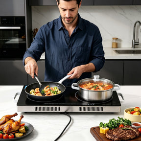 Devanti Portable Ceramic Cooktop Dual Burner Electric Hot Plate 2800W Black - SportZone.co.nz