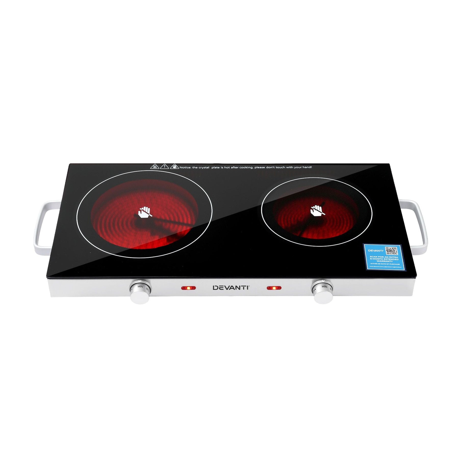 Devanti Portable Ceramic Cooktop Dual Burner Electric Hot Plate 2800W Black - SportZone.co.nz