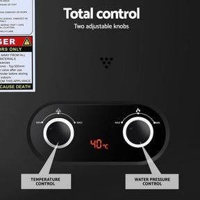 Devanti Portable Gas Water Heater LPG Powered System- Black - SportZone.co.nz