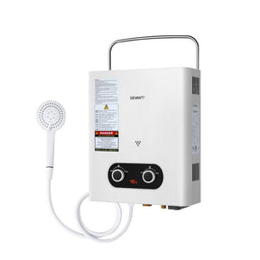 Devanti Portable Gas Water Heater LPG Powered System- White - SportZone.co.nz