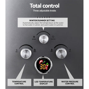 Devanti Portable Gas Water Heater LPG System Grey - SportZone.co.nz