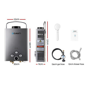 Devanti Portable Gas Water Heater LPG System Grey - SportZone.co.nz