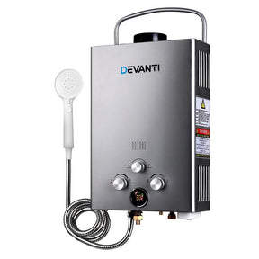 Devanti Portable Gas Water Heater LPG System Grey - SportZone.co.nz