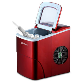 DEVANTi Portable Ice Cube Maker Machine 2L Home Bar Benchtop Easy Quick Red - SportZone.co.nz
