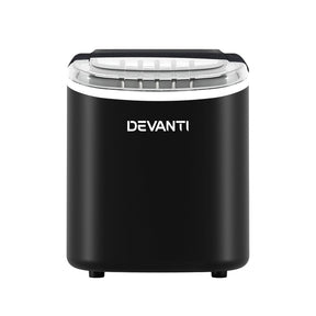 Devanti Portable Ice Maker Machine Ice Cube Tray 12kg Bar Countertop Black - SportZone.co.nz
