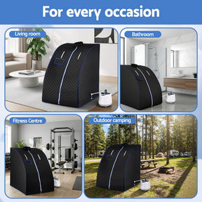 Devanti Portable Steam Sauna Tent 1000W 2L Steamer Pot Personal Home SPA Timer - SportZone.co.nz