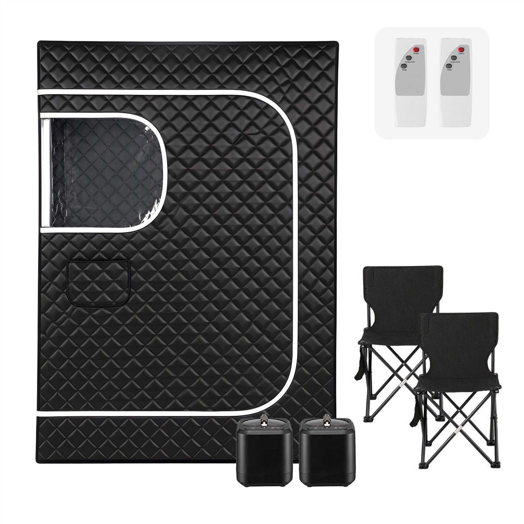 Devanti Portable Steam Sauna Tent 2 Person 1000W 3L Steamer Home SPA 60Min Timer - SportZone.co.nz
