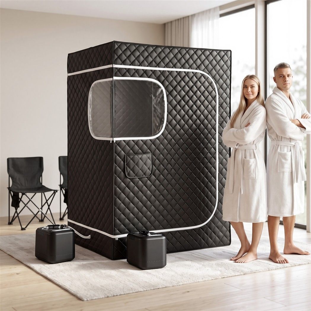 Devanti Portable Steam Sauna Tent 2 Person 1000W 3L Steamer Home SPA 60Min Timer - SportZone.co.nz