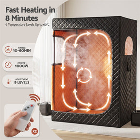 Devanti Portable Steam Sauna Tent 2 Person 1000W 3L Steamer Home SPA 60Min Timer - SportZone.co.nz