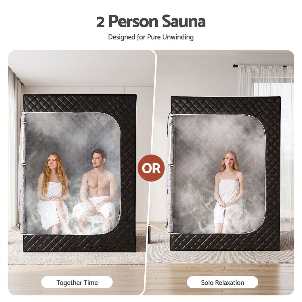 Devanti Portable Steam Sauna Tent 2 Person 1000W 3L Steamer Home SPA 60Min Timer - SportZone.co.nz