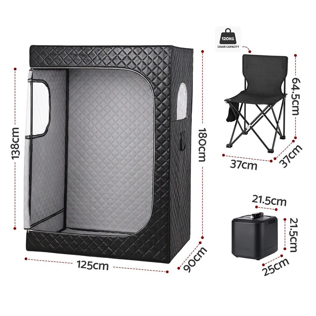 Devanti Portable Steam Sauna Tent 2 Person 1000W 3L Steamer Home SPA 60Min Timer - SportZone.co.nz