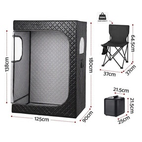 Devanti Portable Steam Sauna Tent 2 Person 1000W 3L Steamer Home SPA 60Min Timer - SportZone.co.nz