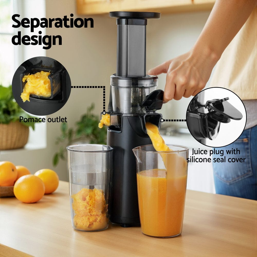 Devanti Slow Juicer Cold Press Fruit Juice Extractor 130W Black - SportZone.co.nz