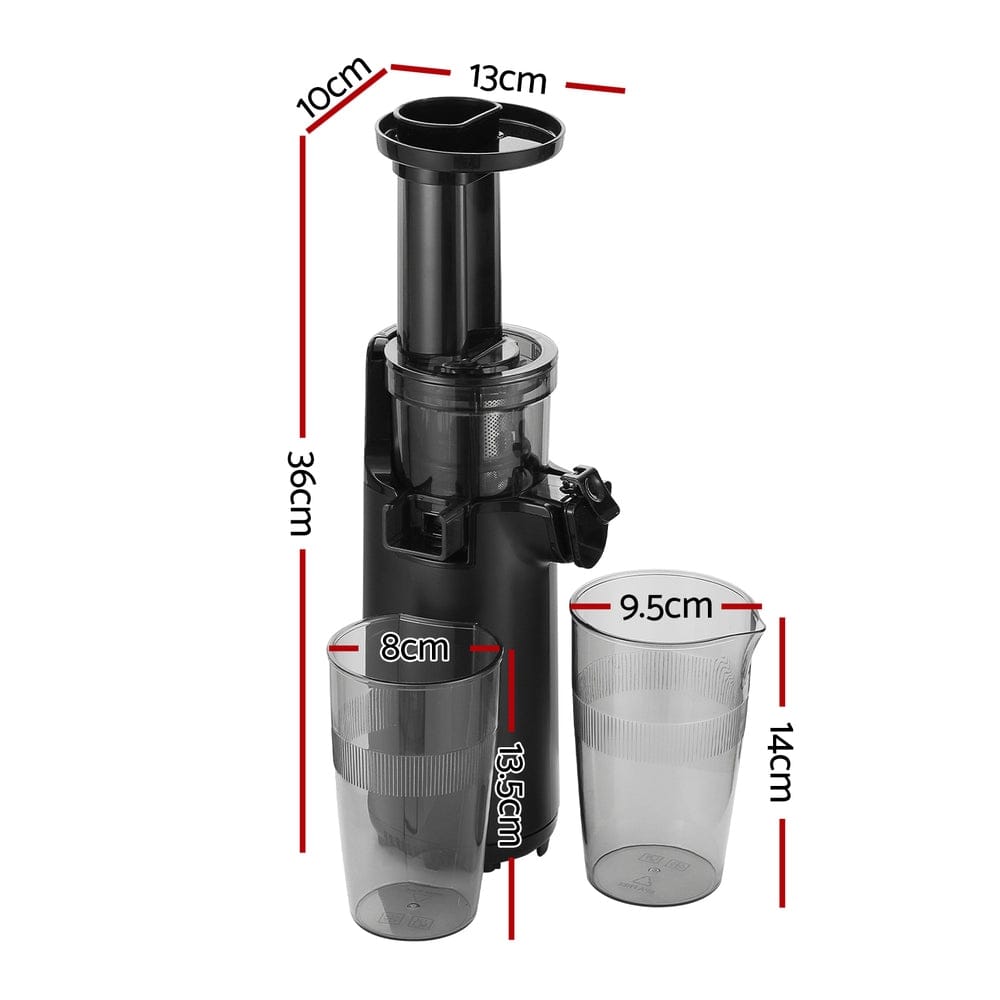 Devanti Slow Juicer Cold Press Fruit Juice Extractor 130W Black - SportZone.co.nz