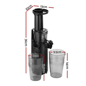Devanti Slow Juicer Cold Press Fruit Juice Extractor 130W Black - SportZone.co.nz