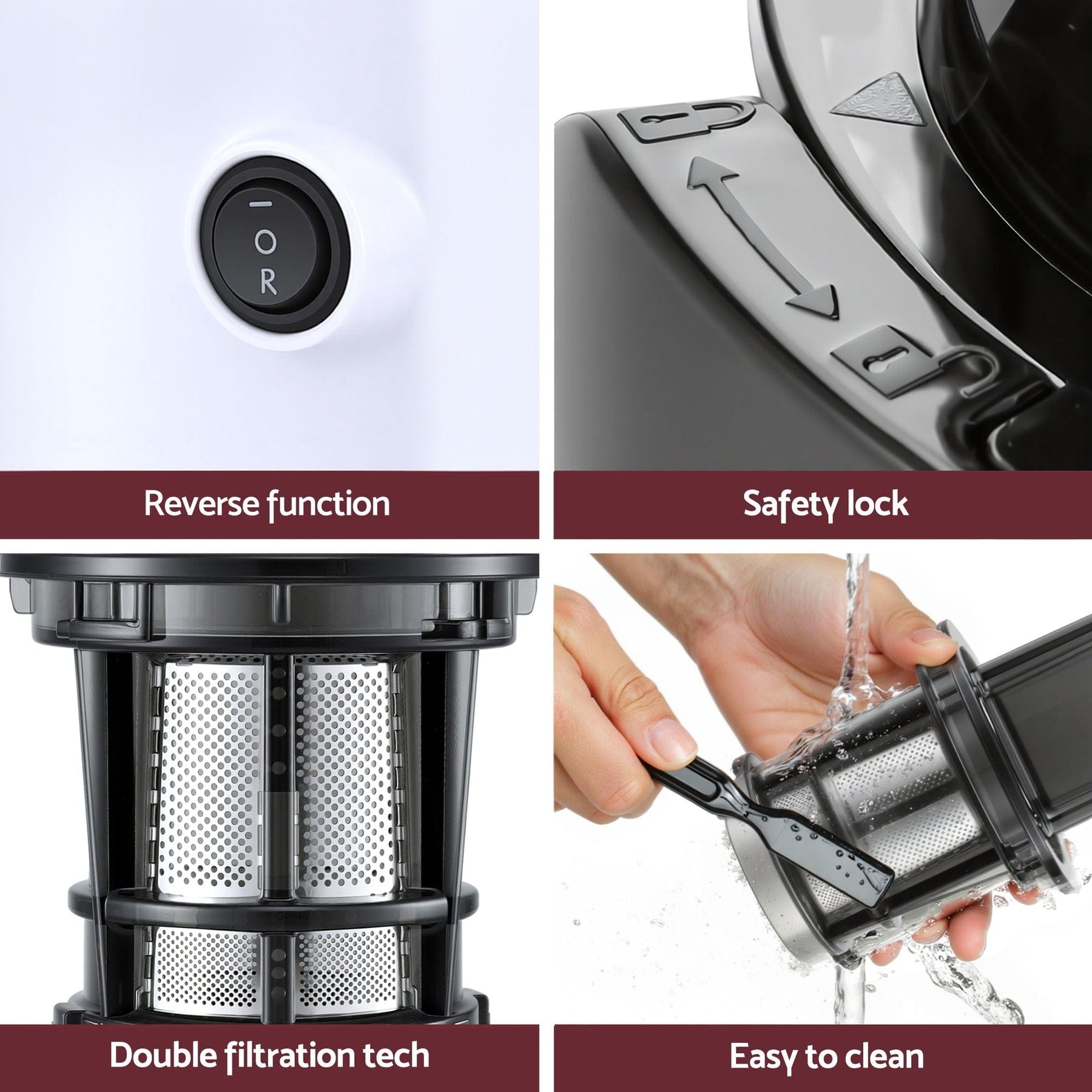 Devanti Slow Juicer Cold Press Fruit Juice Extractor 130W White - SportZone.co.nz