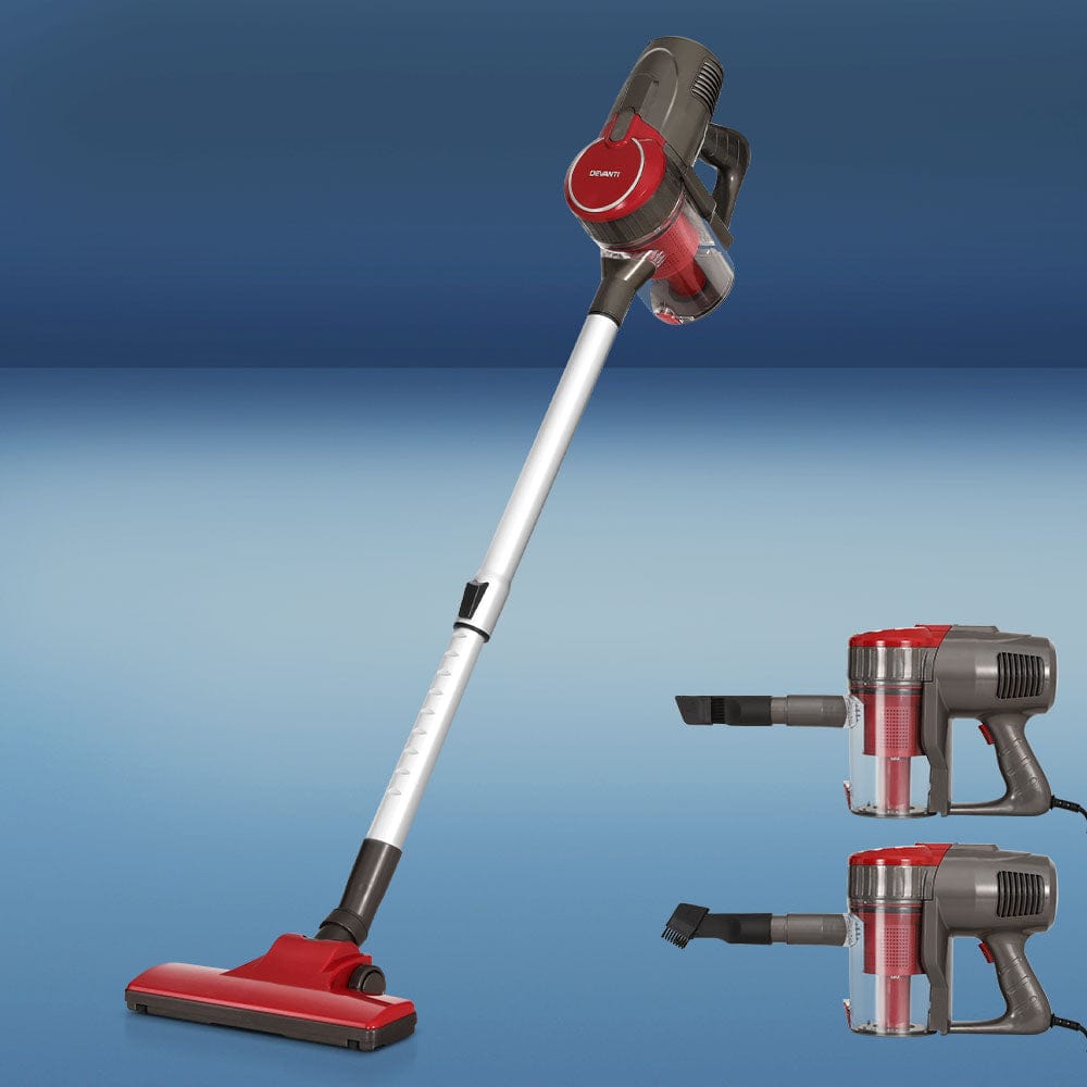 Devanti Stick Vacuum Cleaner Bagless Corded 500W Red - SportZone.co.nz