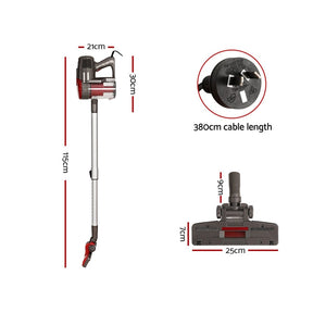 Devanti Stick Vacuum Cleaner Bagless Corded 500W Red - SportZone.co.nz