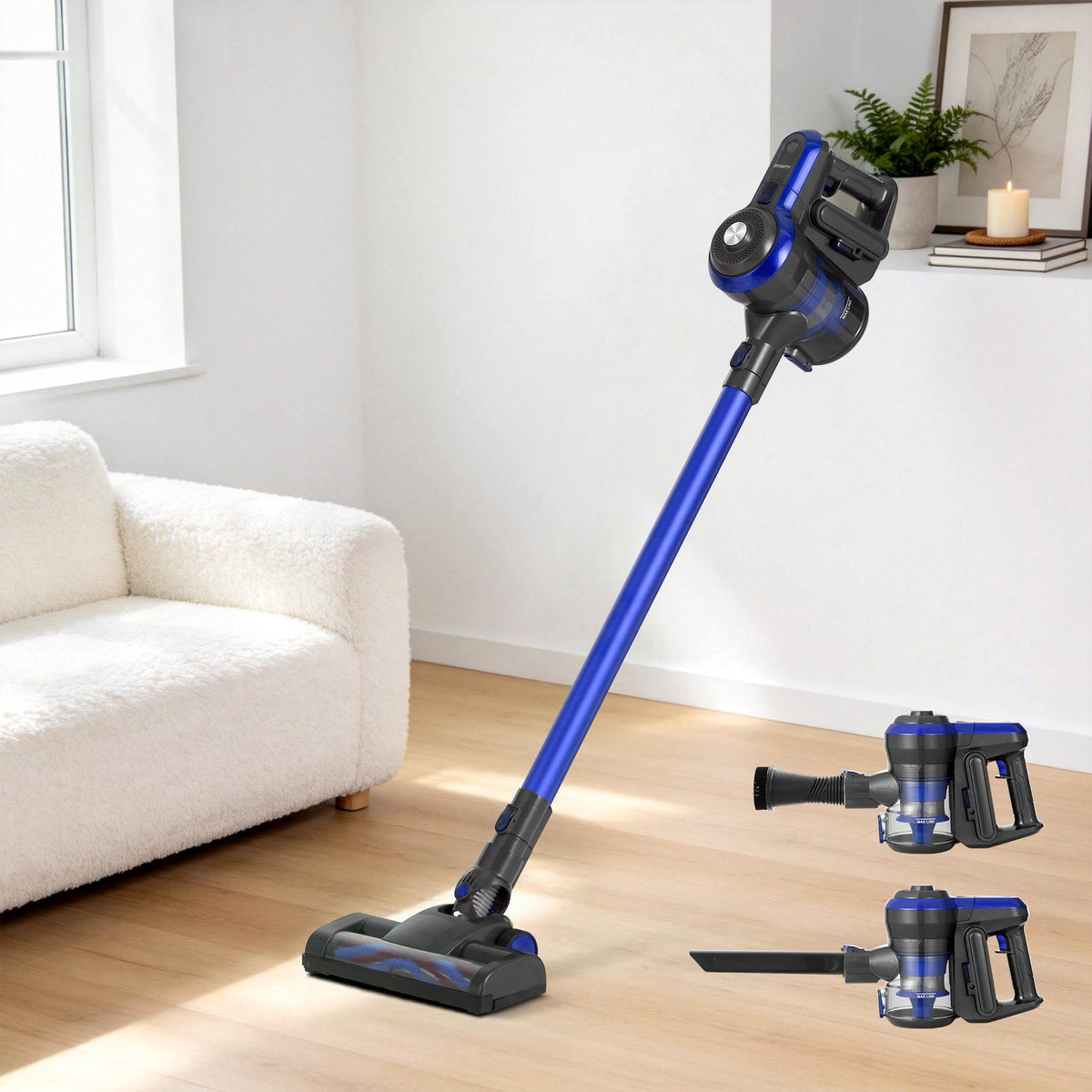 Devanti Stick Vacuum Cleaner Brushless Cordless 250W Blue - SportZone.co.nz