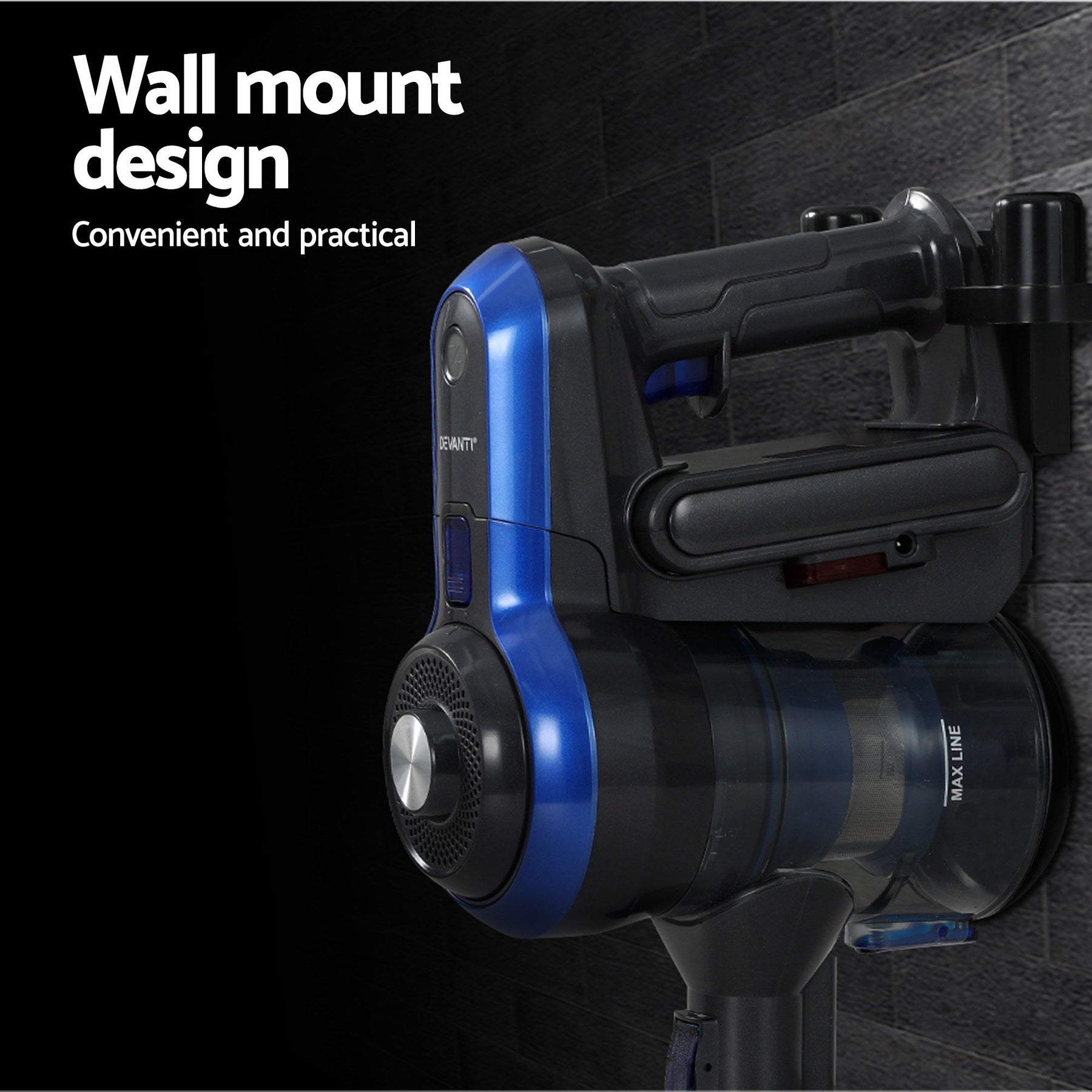 Devanti Stick Vacuum Cleaner Brushless Cordless 250W Blue - SportZone.co.nz