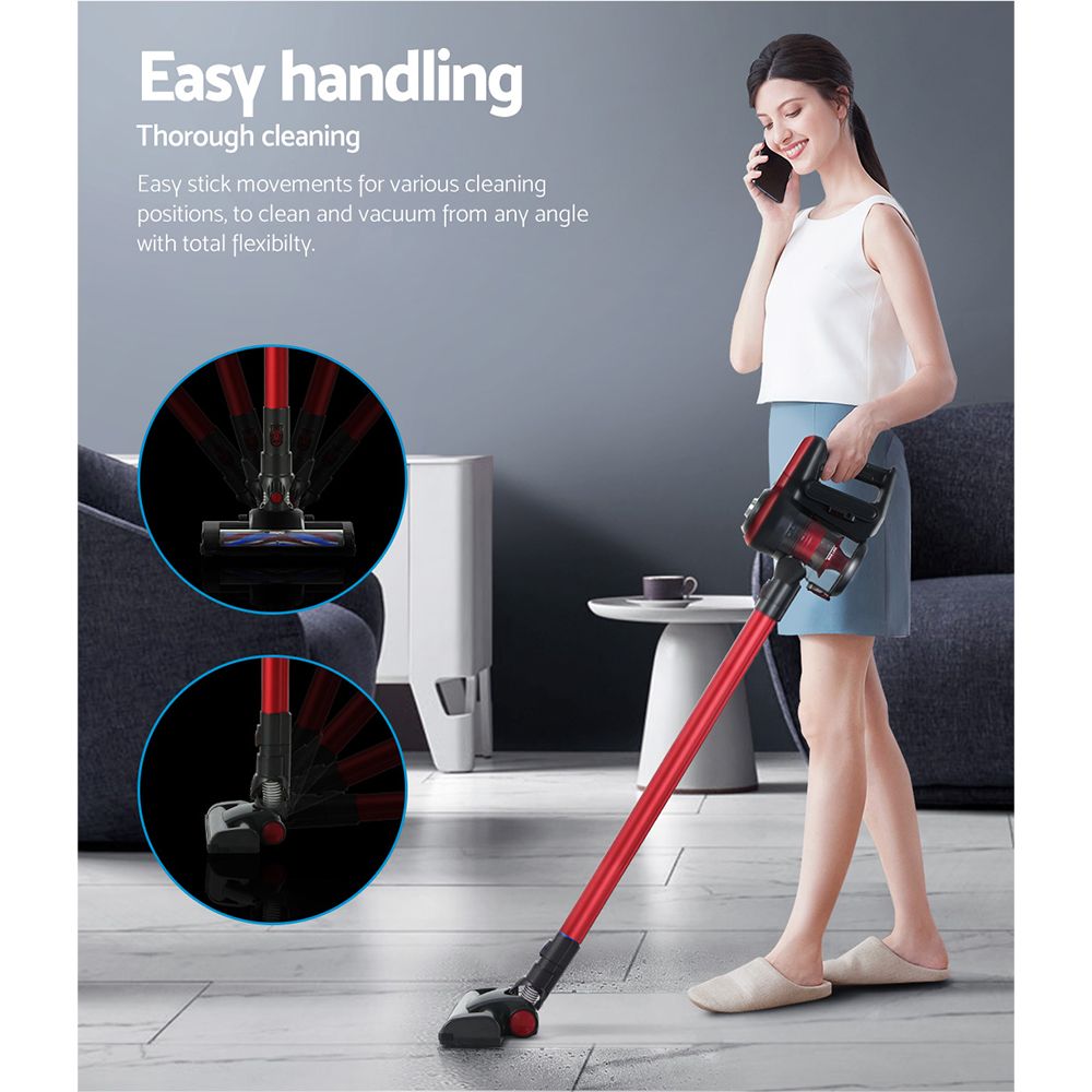Devanti Stick Vacuum Cleaner Brushless Cordless 250W Red - SportZone.co.nz