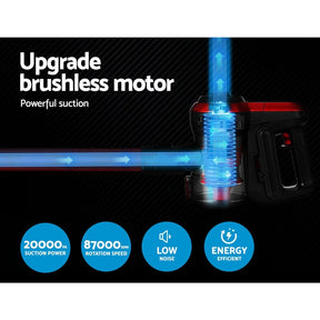 Devanti Stick Vacuum Cleaner Brushless Cordless 250W Red - SportZone.co.nz