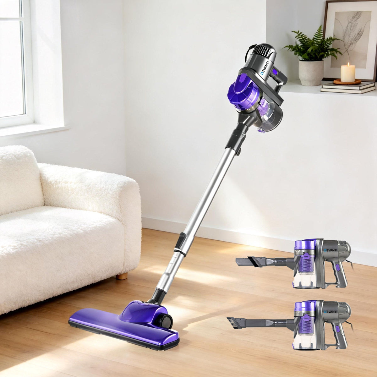 Devanti Stick Vacuum Cleaner Handheld Corded 450W Purple - SportZone.co.nz