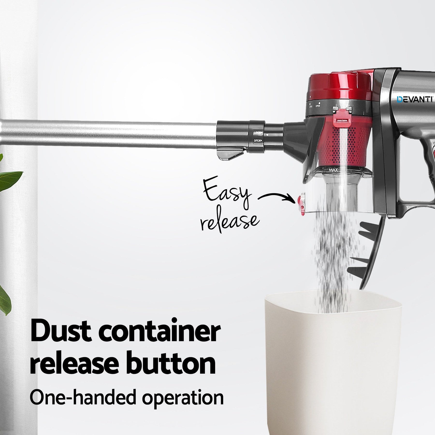 Devanti Stick Vacuum Cleaner Handheld Corded 450W Red - SportZone.co.nz