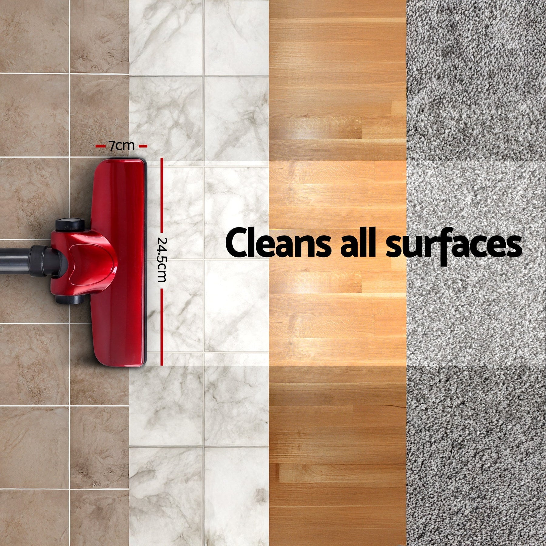 Devanti Stick Vacuum Cleaner Handheld Corded 450W Red - SportZone.co.nz
